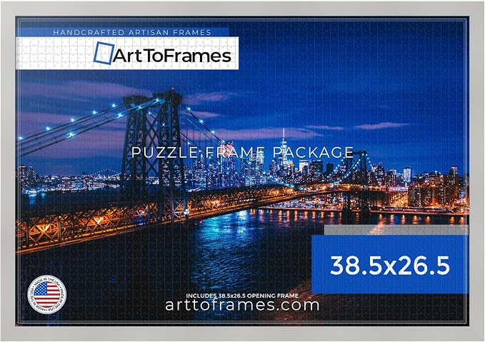 ArtToFrames Puzzle Frame for Buffalo Games 1500, 2000 Piece Jigsaw Puzzles, 38.5x26.5 Inch (98x67 cm), Antique White Engineered Wood with Economy Acrylic, Ready to Hang Puzzle Display