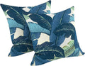 LVTXIII Outdoor Throw Pillows, Decorative Throw Pillows with Inserts, 16"x16" Square Pillows for Bed, Couch, Sofa and Patio Furniture, Set of 2, Swaying Palms Blue