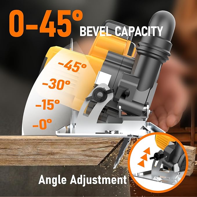 6 In Brushless Circular Saw Compatible with Dewalt 20V Battery(NO Battery) | Cordless Circular Saw with Tool Bag,Guide Ruler,6" Blade,2" Cutting Depth,0-45°Bevel for Wood,PVC and Plastics