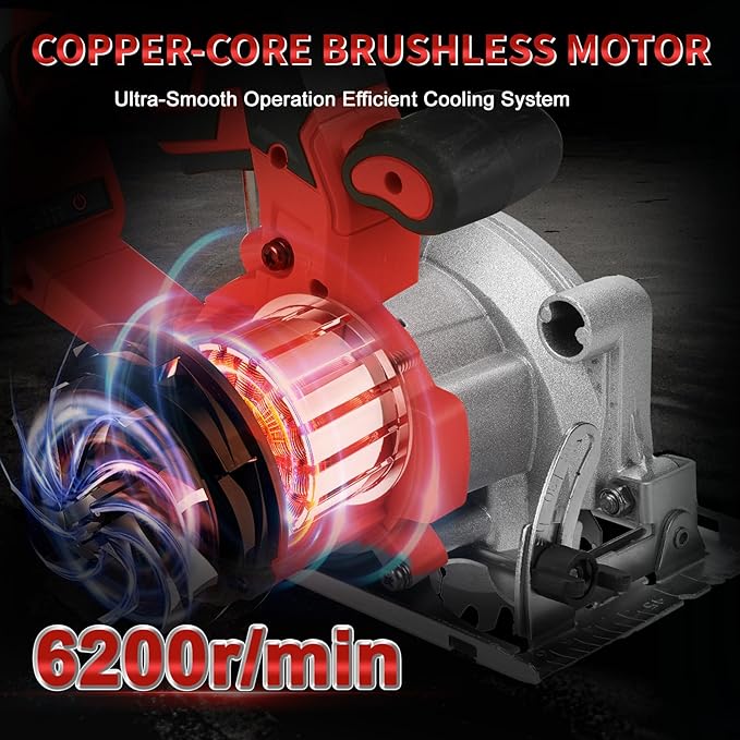 5.5 Inch Circular Saw for Milwaukee M18 18V Battery (No Battery), Brushless Cordless Round Saw Kit with 0-45° Cutting Bevel, 6200 RPM, Idea for Wood Plastic Soft Metal