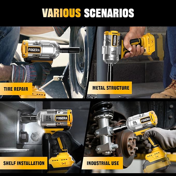 1/2" Cordless Impact Wrench for Dewalt 20V Battery, 1100 Ft-lbs (1500N.m) | (Battery Not Included), High Torque Impact Driver, Brushless Impact Gun, with 3 Speed Modes, LED Light, 6 Impact Sockets