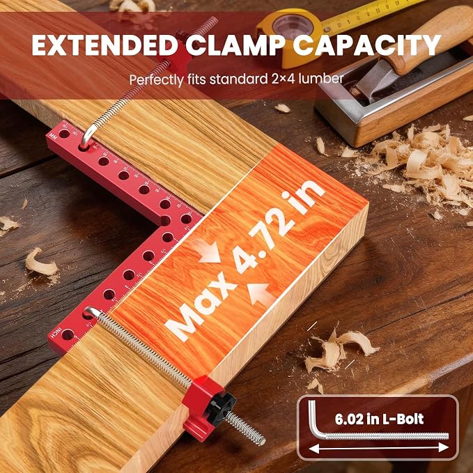 WETOLS Corner Clamps for Woodworking, 4Pcs 5.5" Aluminum Alloy Right Angle Clamp, Spreader Positioning Squares with 6-Sided Scales, 90 Degree Clamp for Cabinets, Drawers, Shelves, Frames
