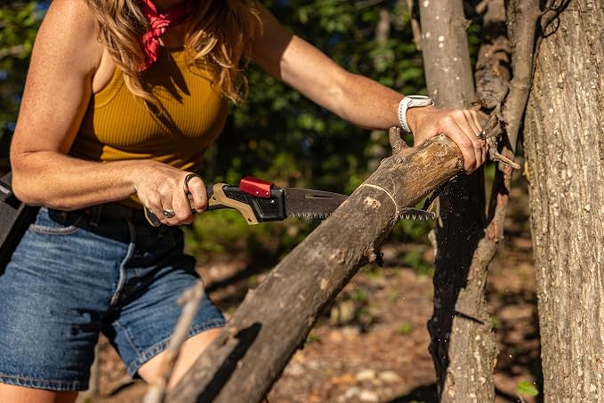 Gerber Gear Bushcraft Saw - Portable Camping Saw for Cutting Wood - Versatile Outdoor Tool w/Ergonomic Handle - 2-Position Blade - Chrome-Plated