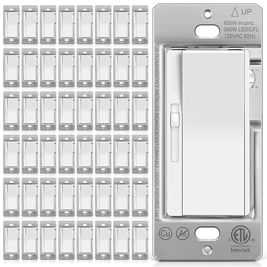 BESTTEN Super Slim Dimmer Light Switch for 300W Dimmable LED/CFL Lights and 600W Incandescent/Halogen, Single Pole/3-Way LED Slide Dimmer, ETL Listed