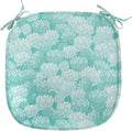 Lunarable Aquamarine Chair Seating Cushion, Retro Design Continuous Pattern of Abstract Flowers, Anti-Slip Seat Padding for Kitchen & Patio, 16"x16", Turquoise Pale Seafoam