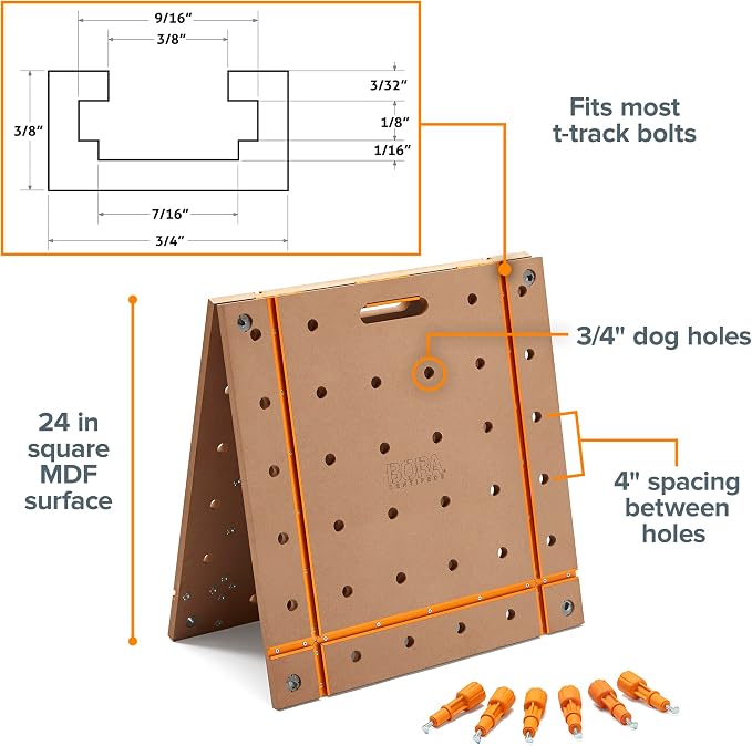 BORA Centipede T-Track Workbench - 3/4" Dog Hole MFT Work Bench Table Top