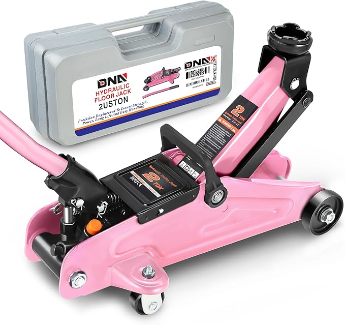 DNA Motoring Low Profile Hydraulic Trolley Service/Floor Jack, 2 Ton (4000 lbs) Capacity, Lifting Range 5.1"-13", Pink, TOOLS-00474-PK