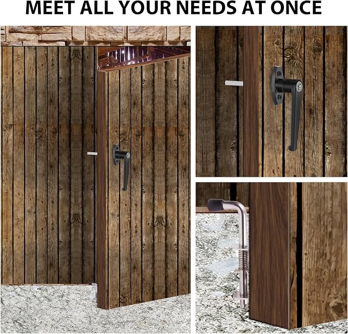 Shed Door Latch Kit with 5 Keys -L-Handle Lock Kit and 2 Packs Spring Loaded Latch Hardware for Sheds, Gates, Barn Doors, Wooden Window, Chicken Coops