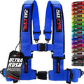 1pc 50 Cal Blue 4 Point Harness 3in Straps, Racing Harness Seat Belt | Ultra Kush padding, Push Button quick release hardware. Universal Fit for UTV, RZR, race car.