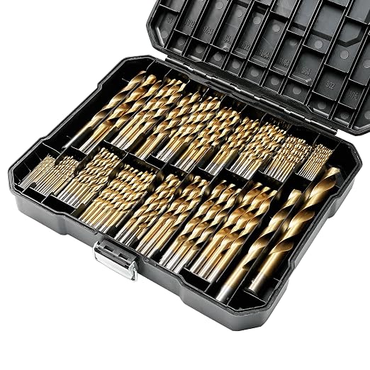 230 Pcs Drill Bit Set(1/16“-1/2”), 135° Tip Titanium Coated High Speed Steel, Twist Drill Bit Kit for Iron, Aluminum Alloy, Copper, Wood, Plastic, with Hard Storage
