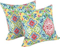LVTXIII Outdoor/Indoor Throw Pillows, Decorative Throw Pillows with Inserts, 18"x18" Square Pillows for Bed, Couch, Sofa and Patio Furniture, Set of 2, Damask Red