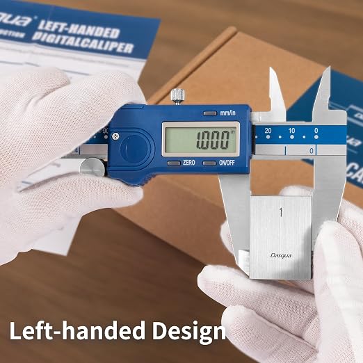 Dasqua Left-Handed Digital Caliper 0-8"/200mm Stainless Steel with Large LCD Screen, Dual Reading in/mm, Accuracy ±0.0015"/0.03mm, Resolution 0.0005"/0.01mm, High Precision Caliper Measuring Tool