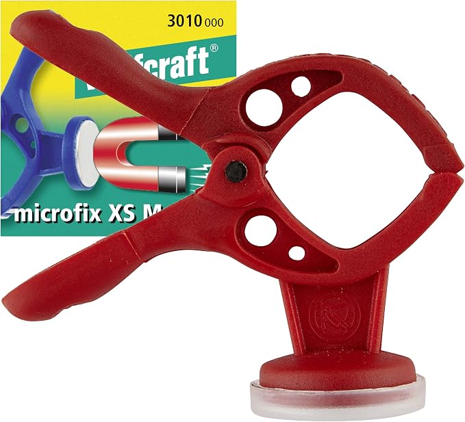 wolfcraft microfix XS Mini Spring Clamp with Magnet I 3010000 I The spring clamp with magnet clings to all magnetic surfaces and can also be used for heavy or bulky jobs involving oddly-shaped things.
