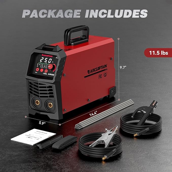 ARCCAPTAIN 250A Stick Welder, 230V Arc Welder Machine with 10PCS Rods, MMA/Lift TIG Welding Machine with Synergic Control, IGBT Inverter, Hot Start, Arc force, and Anti-Stick, Portable Welder ARC250