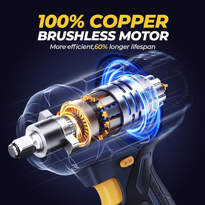 JESIMAIK Cordless Impact Wrench, 1475Ft-lbs (2000N.m) 1/2" Brushless High Torque Impact Wrench with 2×4.0Ah Batteries, Impact Gun with 4 Impact Modes & 5 Sockets for Truck RV Car Heavy Construction
