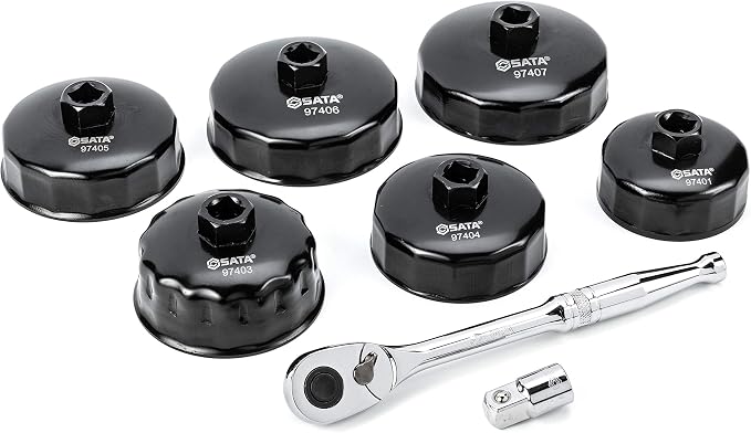 SATA 8-Piece End Cap Oil Filter Wrench (72T Ratchet) - ST09703U