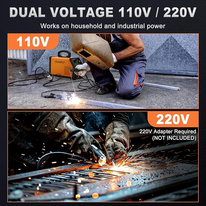 SOARFLY Stick Welder, 250Amp ARC Welding Machine with Large LED Display, Dual Voltage 110V/220V IGBT Inverter Portable Welder w/10 Rods, Ground Clamp, Electrode Clamp, Hot Start, Arc Force, Anti-Stick