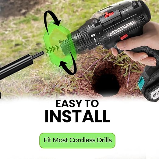 K-Brands Auger Drill Bit for Planting – 2 x 32 Inch -No Squat Garden Spiral Hole and Bulb Planter Tool for Umbrella Holes - Compatible with 3/8 Inch Hex Drive