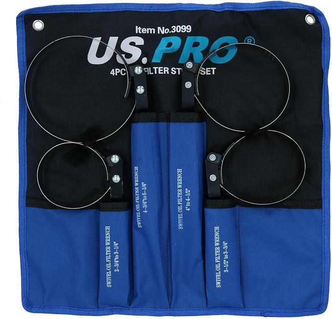 AB Tools Swivel Oil Filter Wrench Remover Removal Installer Set 2-3/4" - 5-1/4" 4pc Kit