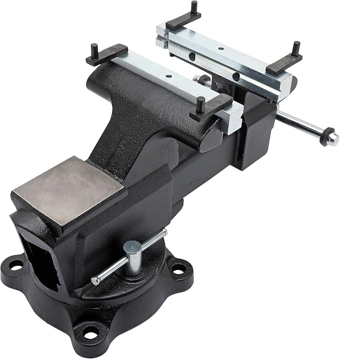 Yost MV-7 Multipurpose 7" Wide Jaw Homeowners Bench Vise | Industrial & Workshop-Grade Work Table Mechanic Tools for Wood Working, Metal Works, & DIY Projects | 360° Swivel Base | Includes 4 Jaw Dogs