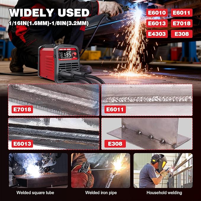 Stick Welder, ARC 135 Portable Welding Machine 110V, Stick/Lift TIG Mini Welder Machine 2 In 1 with Large LED Display, IGBT Inverter, Home DIY Arc Welder, Hot Start,Arc force, Anti-Stick, VRD