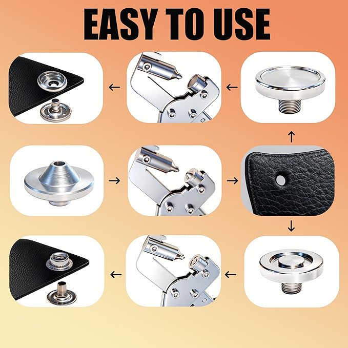 TRILVIX Heavy Duty Snap Fastener Tool Set, Leather Snaps and Fasteners kit, 15mm snap Tool with 80 Sets Boat Cover Snaps for Fabric, for Boat Covers, Canvas, Leather, Tarps, Fabric, Sewing