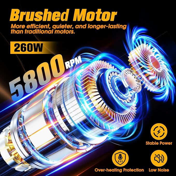 Cordless Car Buffer Polisher kit [2x 2000mAh 21V Batteries & 18 PCS Attachments] 6-Speed Orbital Design, LED Display, Lightweight Detailing Tool for Waxing, Polishing & Scratch Removal-Yellow