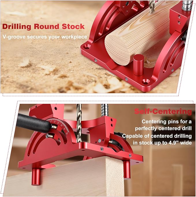 Portable Drill Guide for Drilling Precision Angled or Straight Holes, 0° to 60° Angle Drill Jig Attachment with Guide Rod, Drill Press Adapter for Hand Drill, Portable Drill Press with 1/2" Chuck