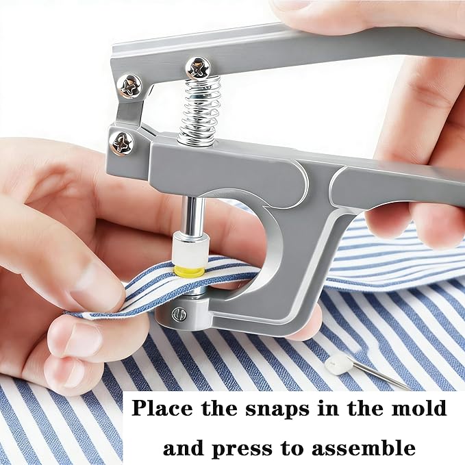 【3-in-1 Snap Pliers Kit】 No-Sew Snap Fastener Tool for Clothing Crafts DIY | Handheld Press Attacher Punch for T3, T5, T8 Snaps Buttons | Complete Set with Awl & Accessories