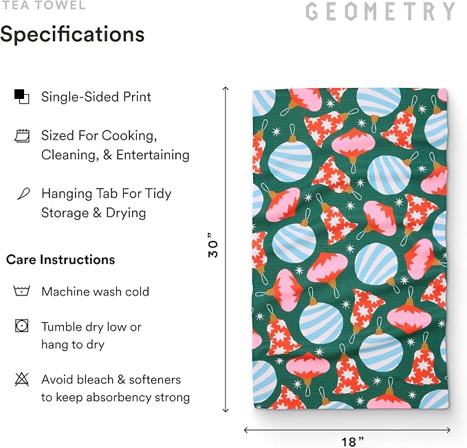 GEOMETRY Christmas Kitchen Towels - Quick Dry Microfiber Cloth Dish Towels for Kitchen Drying - Premium Quick Dry Towel - Ornamenta