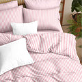 Sedefen Striped Duvet Cover Queen Size Pink Stripe Bedding Set for Girls 3 Pieces Soft Breathable Microfiber Reversible Geometric Stripes Duvet Cover Set with Zipper Closure and 2 Pillowcases