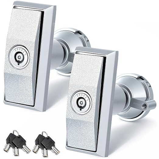 2 Set Universal Vending Machine Lock with T-Handle and 6 Keys Short Zinc Alloy Lock Replacement for ATM Candy Snack Machine, 4.72 Inch Long