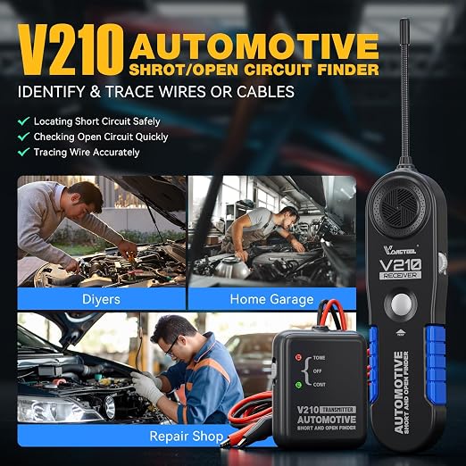 VDIAGTOOL V210 Wire Tracer Electrical Automotive Open & Short Finder Circuit Tester Circuit Breaker Finder Fault Probe Wire Tester Electrical DC 6-42V