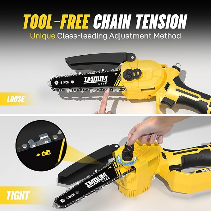 Mini Chainsaw Cordless 6 Inch, 32FT/S Fast Powerful Cutting, Brushless Electric Handheld Chain Saw with 3.0Ah Battery Powered, Auto Oiler, Lightweight, Sharp for Tree Trimming Pruning(Upgrade Version)