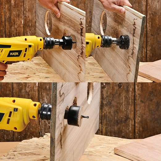 KATA 8PCS Hole Saw Kit 1" to 2-1/8"(25-54mm) Hole Saw Set in Case with Mandrels and Hex Key for Soft Wood, PVC Board, Plywood