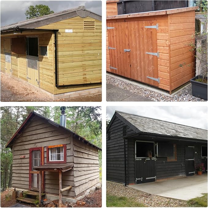 BTEOBFY Double Door Shed Hardware Kit -Includes Window and Door/Window Hinge Set, Complete with Hinges, Black Latches, and T-Handle Lock -, for Gates, playrooms