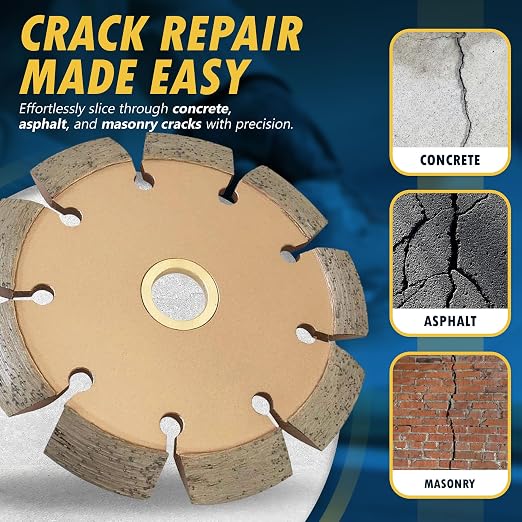 4" Crack Chaser Blade for Cured Concrete, Asphalt Repair or Joint Widen, 0.375" Width, 7/8"-5/8" Non-Threaded Arbor