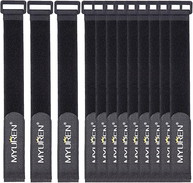1"x 24"-12 Pack Reusable Fastening Cable Straps with Buckle Adjustable Hook and Loop Securing Strap Multi-Purpose Cinch Strap for Cord Management