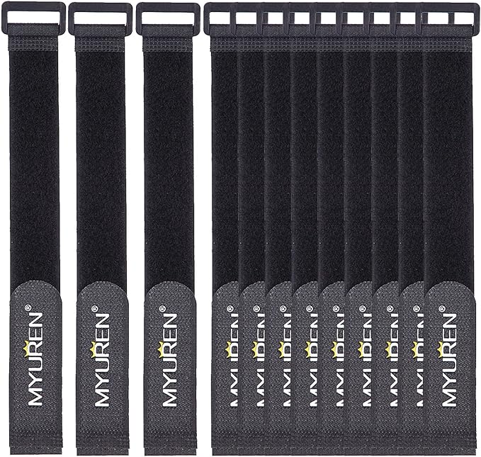 1"x 24"-12 Pack Reusable Fastening Cable Straps with Buckle Adjustable Hook and Loop Securing Strap Multi-Purpose Cinch Strap for Cord Management