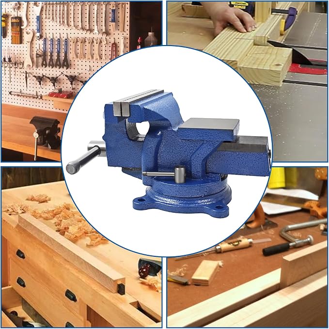 WFLNHB 6" Bench Vise Table Top Clamp Press Locking Swivel Base Heavy-Duty for Crafting Painting Sculpting Modeling Electronics Soldering Woodworking and Fishing Tackle