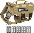 Tactical Molle Vest Mesh Dog Harness with 10 Removale Pet Patches | Breathable Service Dog harness with Double Soft Padded Handle for Large Dog, Reflective Military Pet Vest for Walk Hiking
