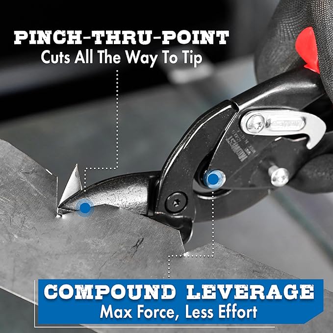 MIDWEST Blackout Series Aviation Snip - Left and Right Cut Offset Tinner Shears, Made in the USA - MWT-6510CO-NP
