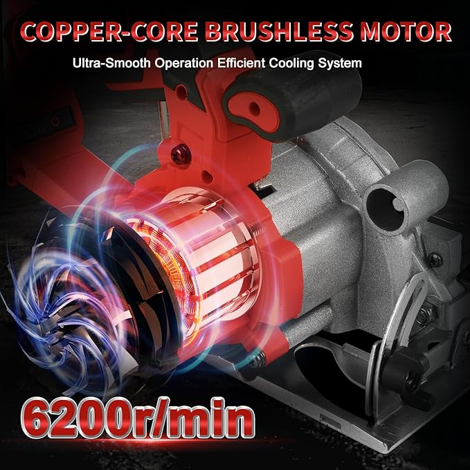 5 Inch Circular Saw for Milwaukee M18 18V Battery (No Battery), Brushless Cordless Round Saw Kit with 0-45° Cutting Bevel, 6200 RPM, Idea for Wood Plastic Soft Metal