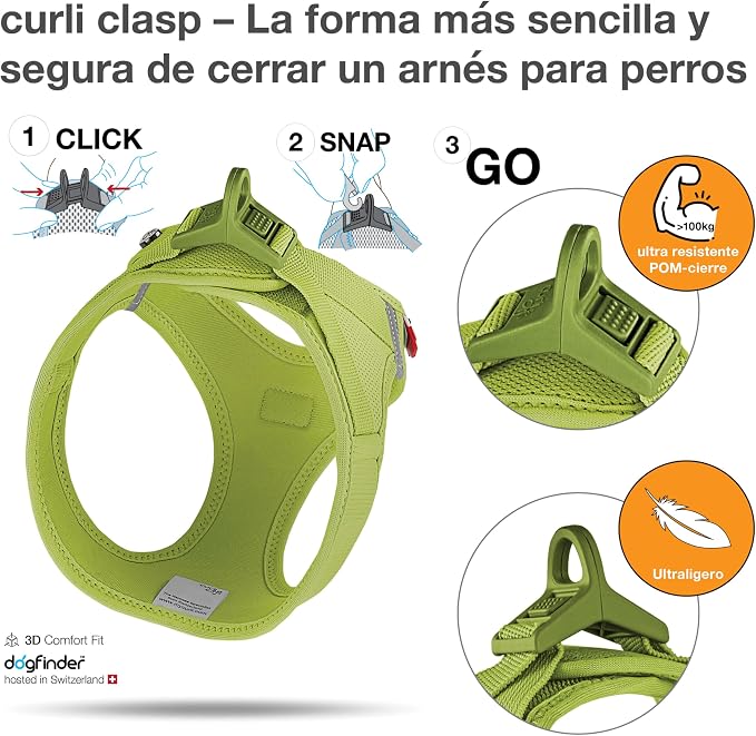 Vest Harness curli Clasp Air-Mesh Lime 3XS