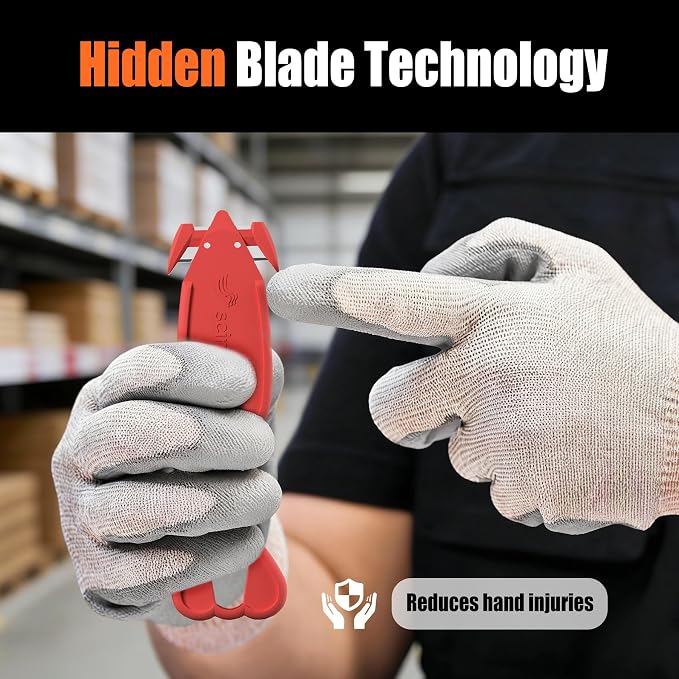 Safety Box Cutter,12 Pack Ergonomic Lobster Package Opener with Recessed SK-2 Blade Finger Safe Tape Splitter,Letter Slitter for Warehouse,Office.Assorted Colors