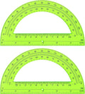 Zonon 2 Pcs 6 Inch Plastic Protractor Math Protractors 180 Degrees Angle Measurement, Translucent for Geometry Classroom Kid Student School Office Supplies(Green)