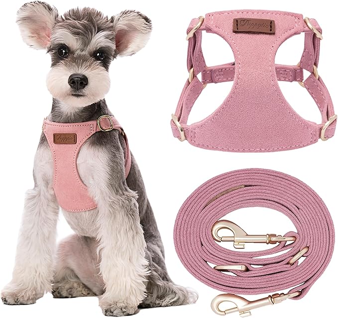 Puppytie Small Dog Harness and Leash Set, Pink, S (9-17.5 lbs) | Dog Harness Small Sized Dog, Dog Leash for Small Dogs, Soft and Lightweight, Puppytie Dog Harness for Daily Walks