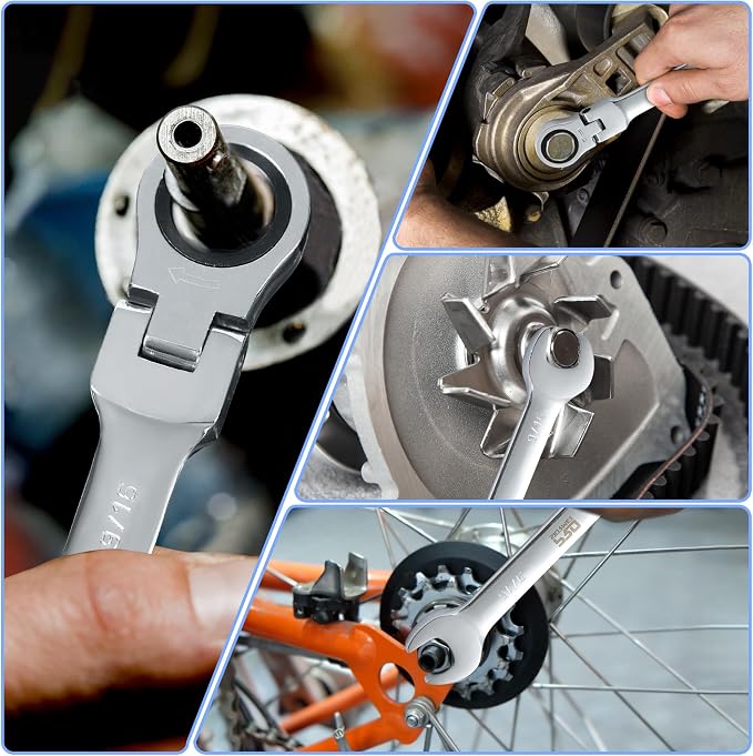 Prostormer 14-Piece SAE Flex-Head Ratcheting Wrench Set | 1/4" to 1", 72-Tooth Ratchet Gear, Cr-V Steel Constructed, Portable Tool Box Included