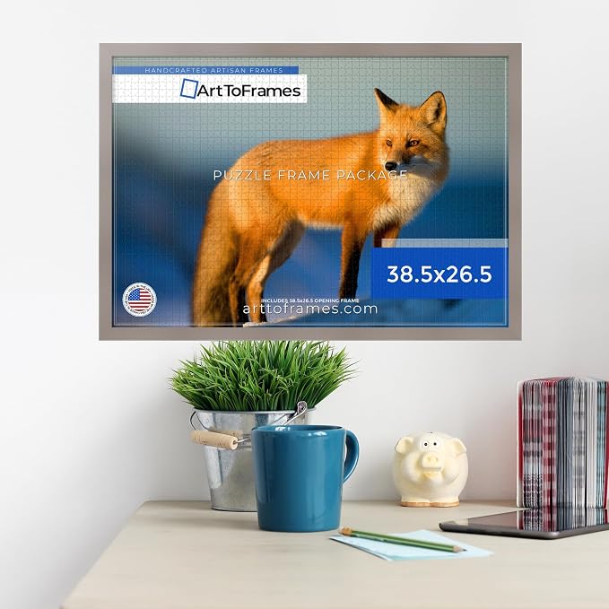 ArtToFrames Puzzle Frame for Buffalo Games 1500, 2000 Piece Jigsaw Puzzles, 38.5x26.5 Inch (98x67 cm), Latte Engineered Wood with Economy Acrylic, Ready to Hang Puzzle Display