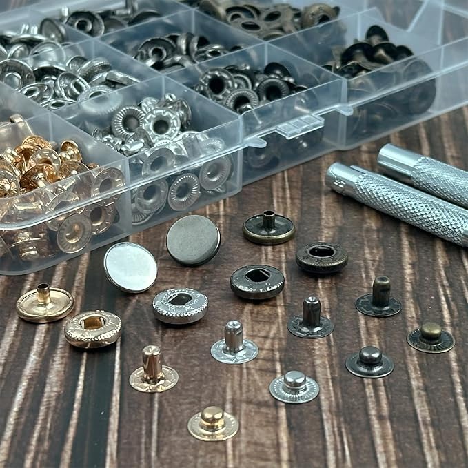 120 Sets Metal Snap Buttons, NXTOV 12.5mm Leather Snap Fasteners Kit with 5 Pieces Fixing Tools, 4 Colors Craft Snaps for Clothes, Windbreaker, Shirts, Jacket, Backpacks, Wallet,Bags